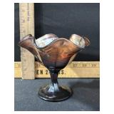 CARNIVAL GLASS 5 INCH TALL COMPOTE