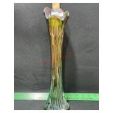 VINTAGE CARNIVAL VASEGREEN 14 INCHES TALL