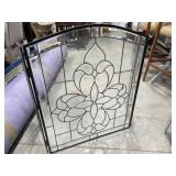 Leaded beveled glass folding fireplace screen