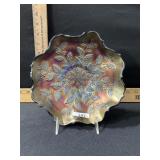 BERRY PATTERN CARNIVAL GLASS BOWL, 9'