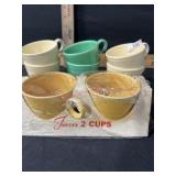 VINTAGE FIESTAWARE CUPS 4 IVORY 2 LITE GREEN 2