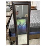 17x54 Brown wood frame beveled glass wall mirror
