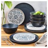 12-Piece Bamboo Melamine Dinnerware Set
