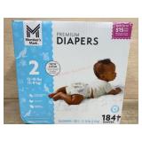 Premium Baby Diapers, Size 2, 184 Count