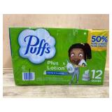 Puffs Plus Lotion Facial Tissues, 12 Boxes