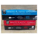 White Plastic Forks and Spoons  1200 Count
