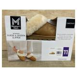 Women's Suede and Sherpa Slippers, Size 11