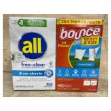All and Bounce Dryer Sheets Bundle