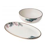 2-Piece Stoneware Holiday Serveware Set