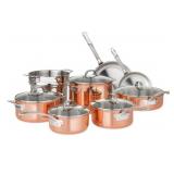 Viking 13-Piece Tri-Ply Copper Cookware Set
