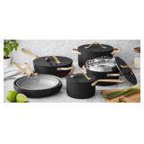 11-Piece Black Modern Ceramic Cookware Set