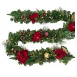 9' Red Pre-Lit Decorated Garland