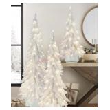 Set of 3 pre lit iridescent topiaries