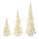 Pre-Lit Iridescent Topiaries, Set of 3