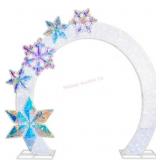 8' Pre-Lit Arch with Prismatic Snowflakes