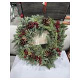 Set of 3-20x20 holiday holly and pine cone