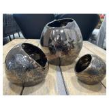 3 Piece metallic ceramic vases