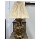 Brown and gold tone urn form table lamp