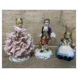 DRESDEN FIGS AND BUNNY KINS FIG 3 PIECES