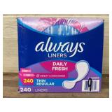 Always Daily Fresh Liners, 240 Count
