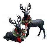 2 Resin Deer Decor With Damage