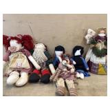 Flat of rag dolls and tree topper