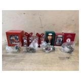 Flat of Christmas ornaments and decor