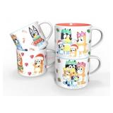 4 Ceramic Mugs Featuring Cartoon Family