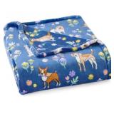 Blue Dog Print Fleece Blanket