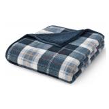 Blue Plaid Cozy Throw Blanket
