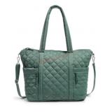 Quilted Green Tote Bag with Shoulder Strap