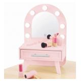Pink Tabletop Vanity With Accessories