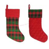 Two Red Plaid Christmas Stockings