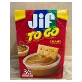Jif To Go Creamy Peanut Butter, 36 Cups
