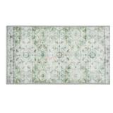 Accent Rug with Green and White Pattern