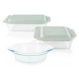 Glass Bakeware Set With Lids, 3 Pieces