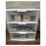 3 Drawer storage cabinet with various light bulbs