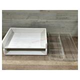 2 Wood trays and 1 acrylic organizer tray