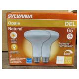 Box of 14 boxes of Sylvania LED 65W light bulbs