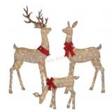 Pre-Lit Animated Deer Family, Set of 3