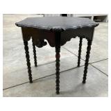 Antique dark wood scalloped top lamp table