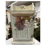Wood floral painted wall cabinet