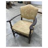 Gold fabric antique side chair