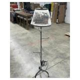 Metal basket hanger floor lamp with floral shade