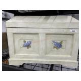 Wood chest with purple floral design