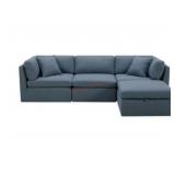 Lindsey Modular Fabric Sofa with Storage Ottoman