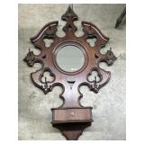 Antique Victorian style hanging mirror with hat