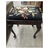 Vintage foot stool with needle point cover
