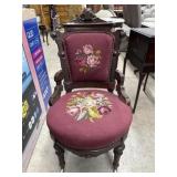 Victorian antique chair with needlepoint