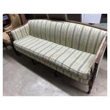 Sheraton style mahogany frame sofa with nailhead